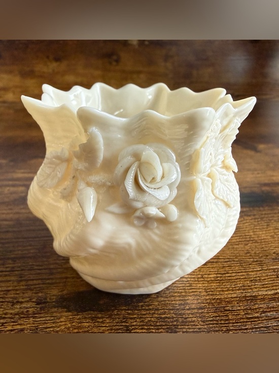 Belleek Other - Belleek Irish Porcelain Floral Vase Vintage Green Mark